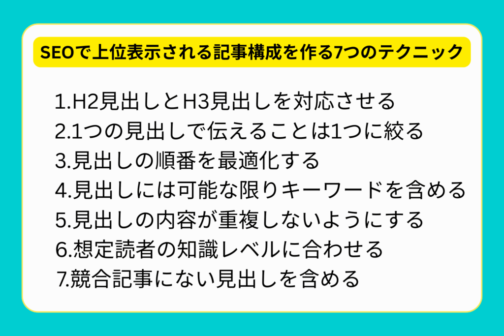 SEOで上位表示される記事構成を作る7つのテクニック