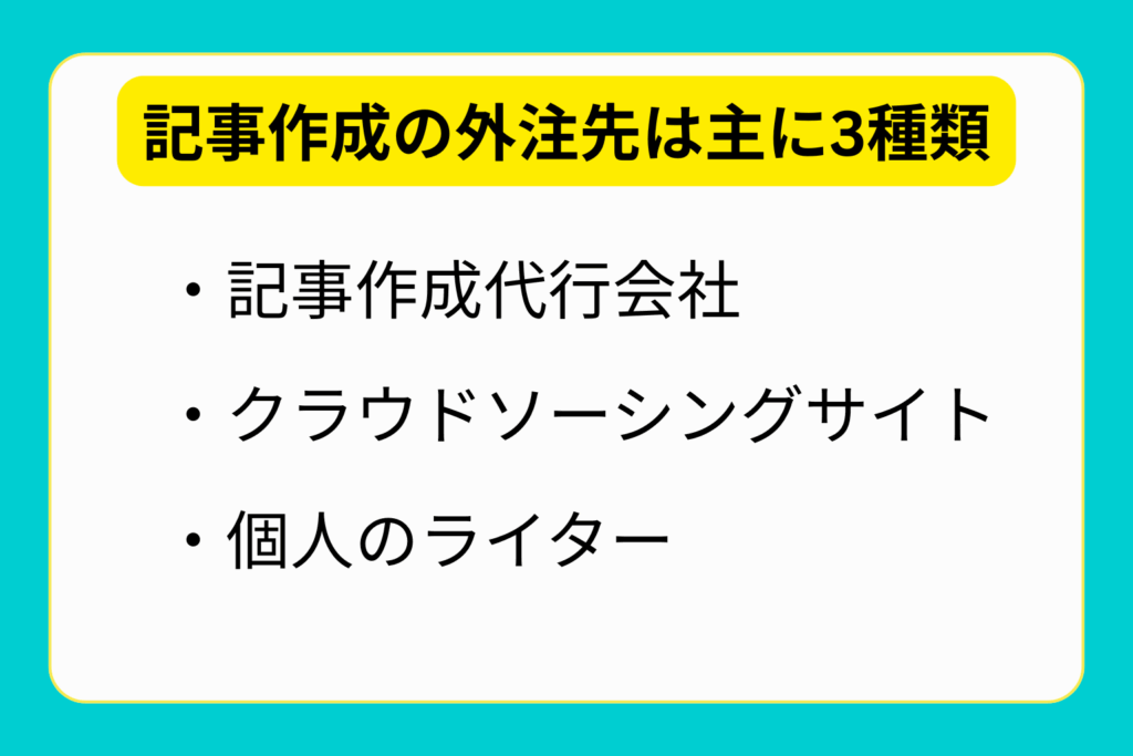 記事作成の外注先は主に3種類