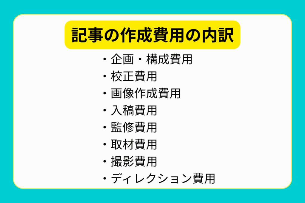 記事の作成費用の内訳